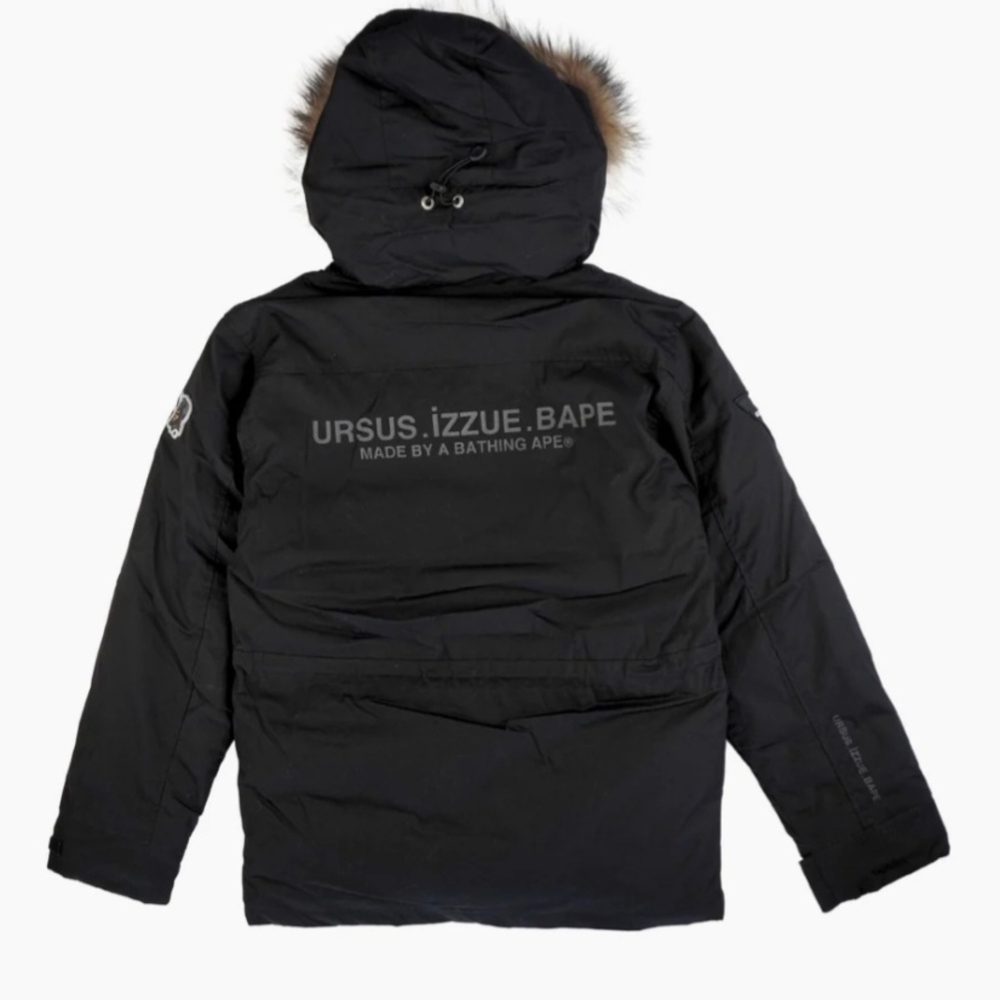 Bape Black Down Jacket with Blue Graphic